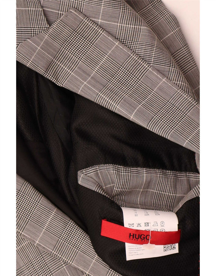 Giacca blazer da uomo a 2 bottoni Hugo Boss EU 52 XL lana pied de poule grigia