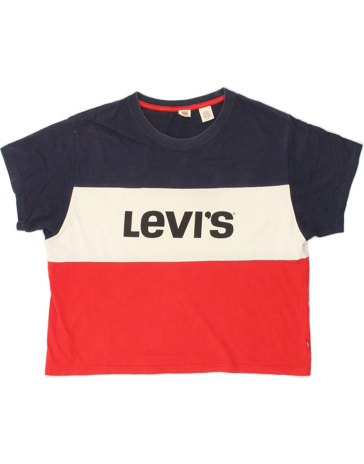 LEVI'S Womens Crop Graphic T-Shirt Top UK 10 Small Multicoloured Vintage Levi's and Second-Hand Levi's from Messina Hembry 