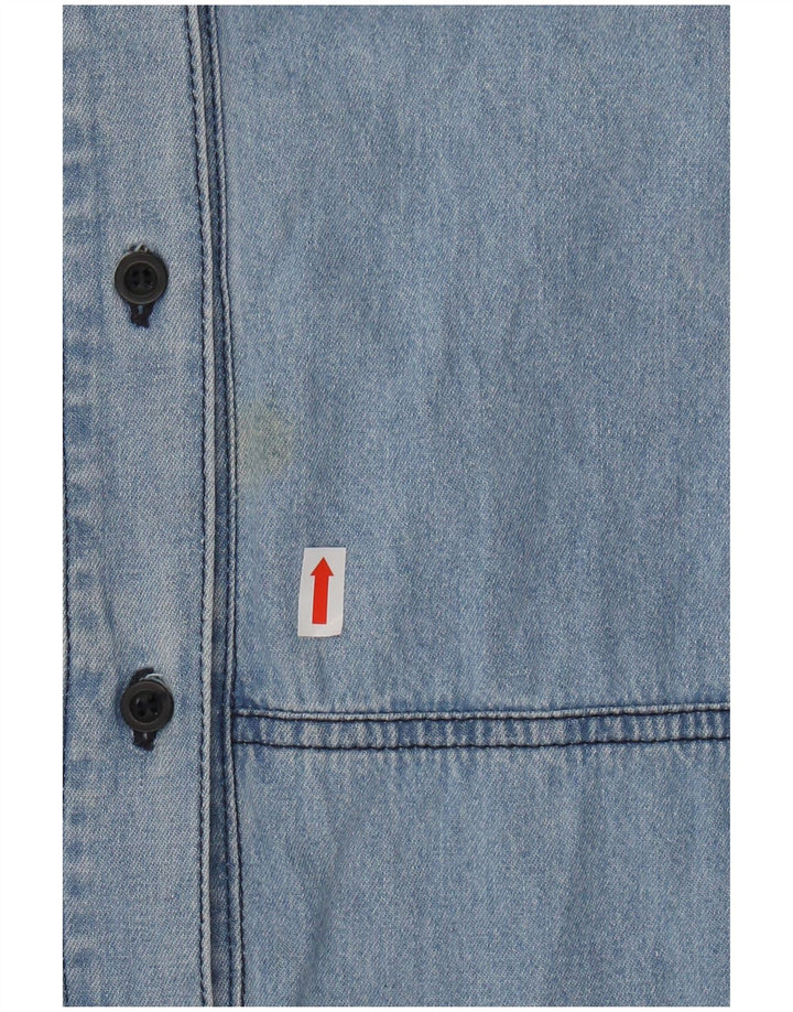 CARRERA Camicia in denim da uomo a manica corta taglia 43/44 XL Cotone blu