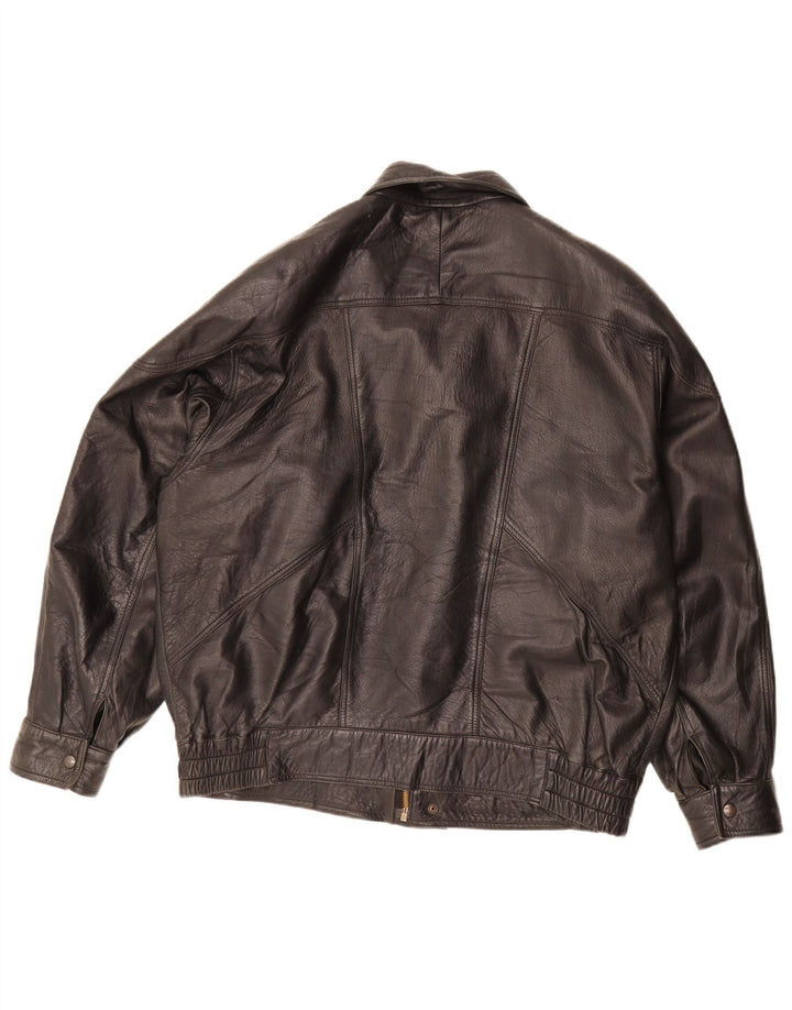Giacca in pelle vintage da uomo UK 42 XL in pelle nera