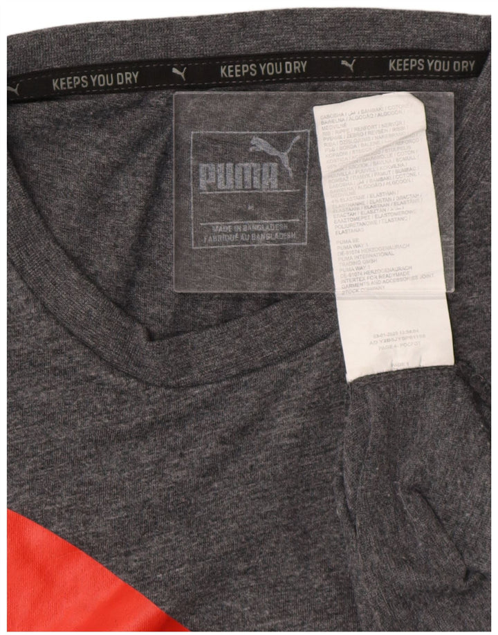 T-shirt grafica da uomo Puma Top in cotone grigio medio