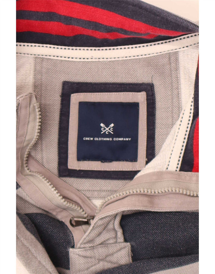 Crew Clothing Felpa con collo con zip da uomo Maglione grigio medio a righe