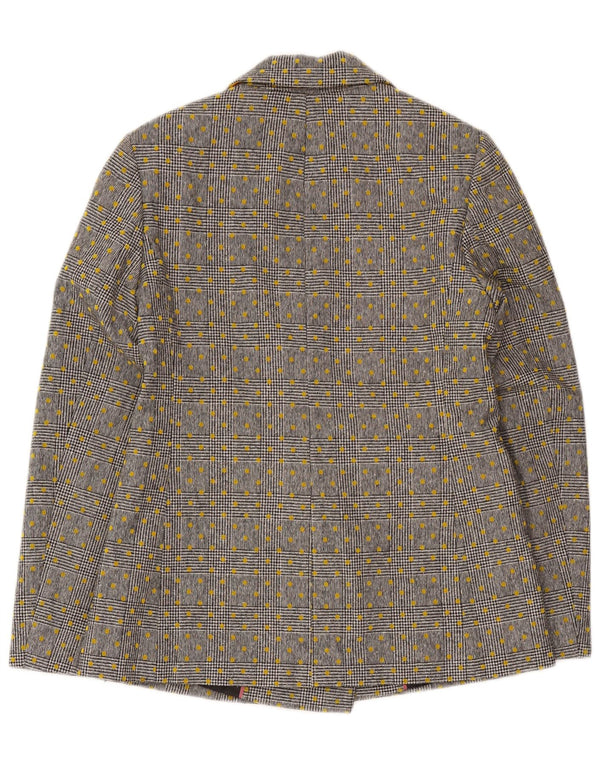 Giacca blazer doppiopetto da donna Boden UK 10 piccola lana maculata grigia