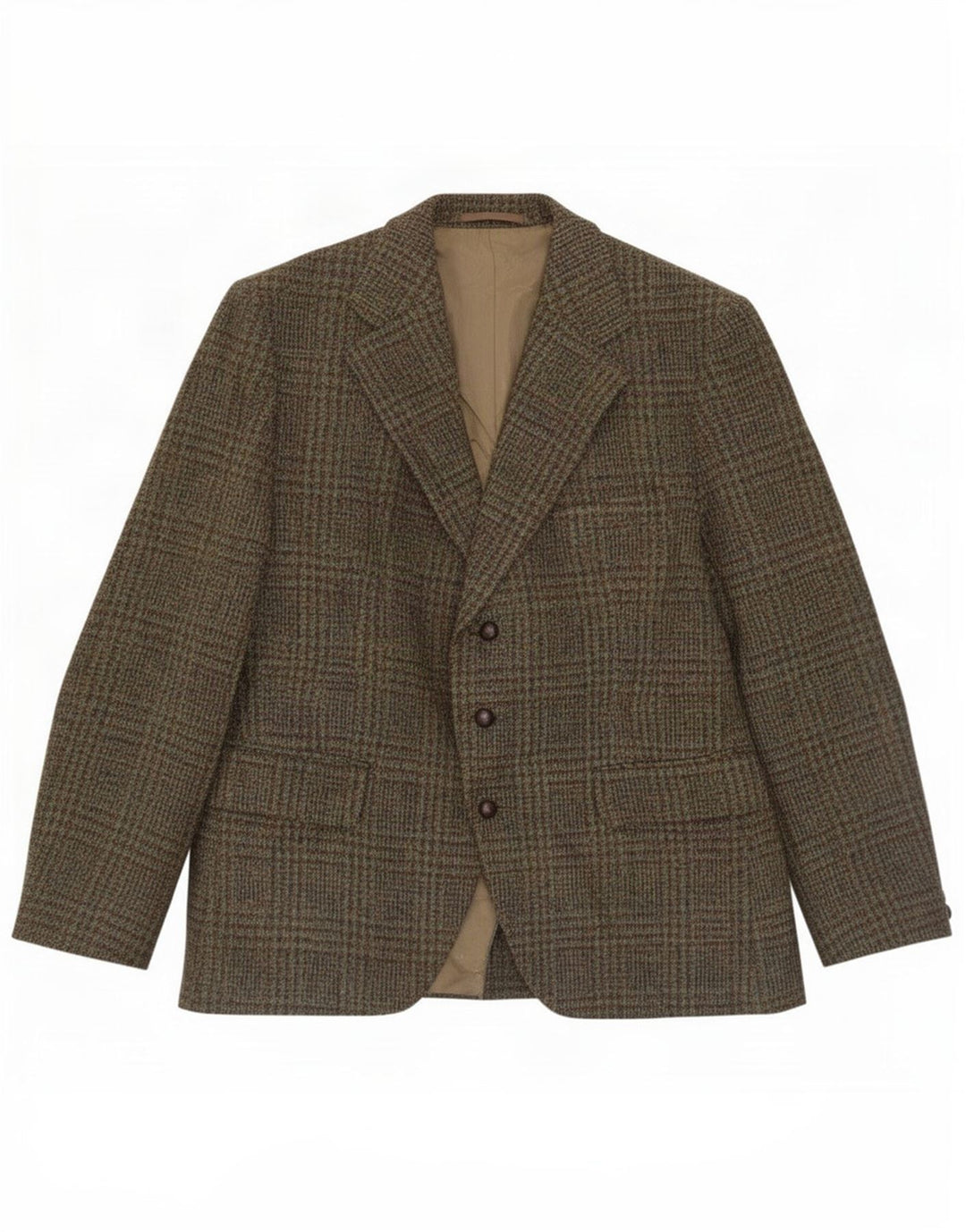 Giacca blazer a 3 bottoni da uomo Harris Tweed UK 38 medio pied de poule kaki