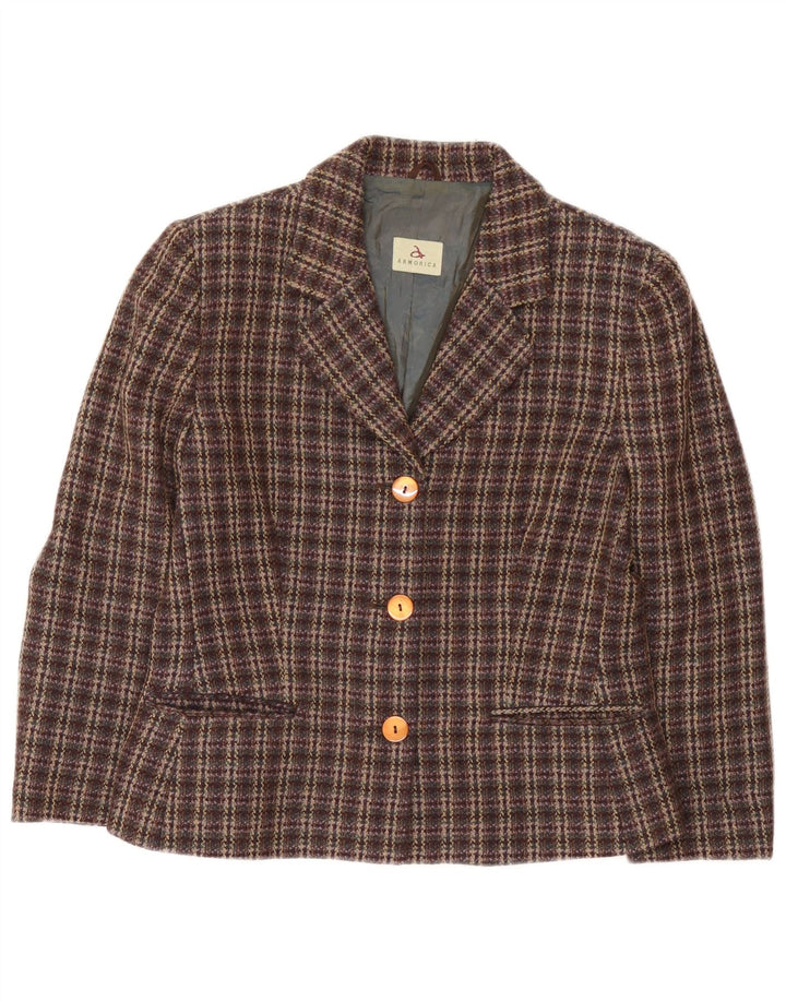 Giacca blazer da donna a 3 bottoni Armorica IT 44 Lana a quadri marrone medio