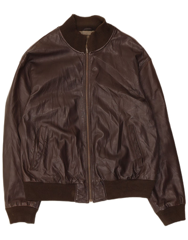 Giacca in pelle da uomo VINTAGE UK 42 XL in pelle marrone