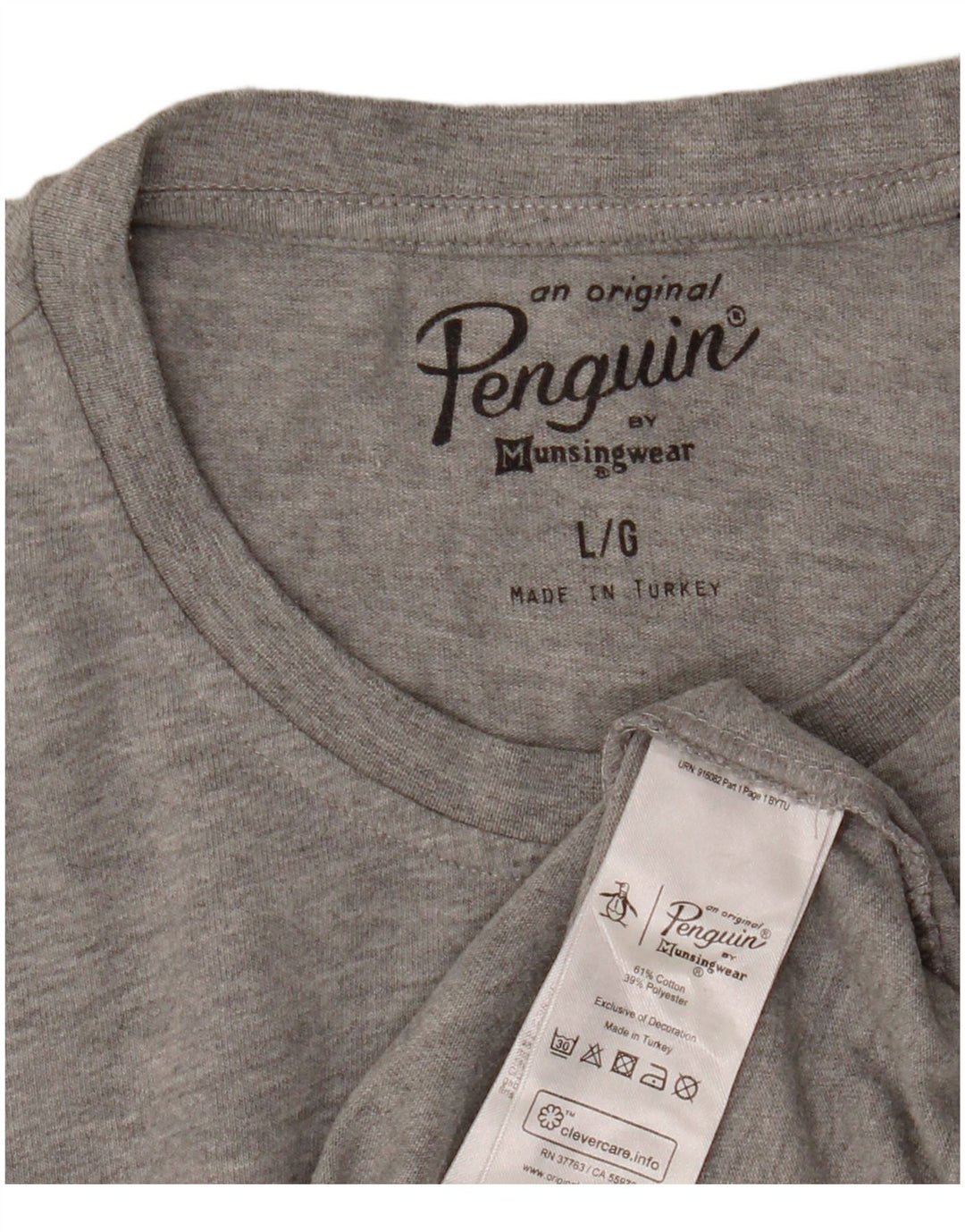 T-shirt grafica da uomo Penguin Top grande in cotone chiazzato grigio