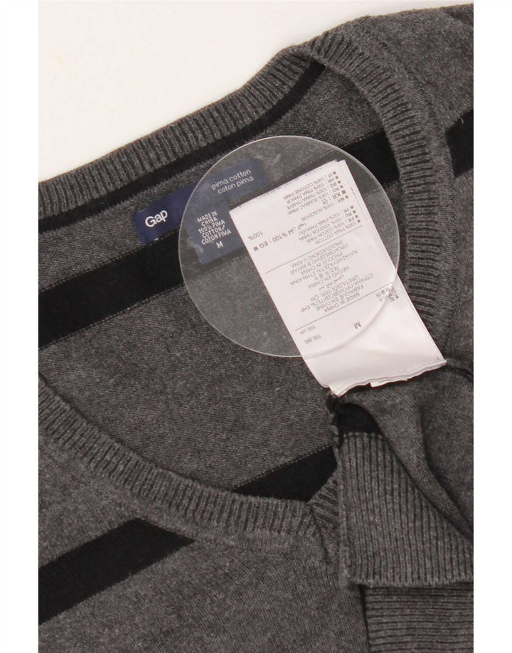 Maglione da uomo con scollo a V Gap in cotone a righe grigio medio