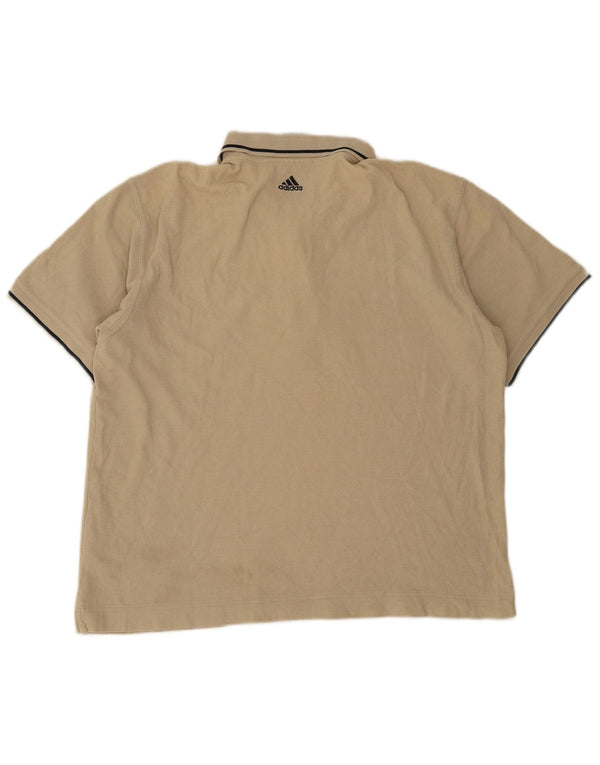 Polo Adidas da uomo in cotone a righe larghe beige