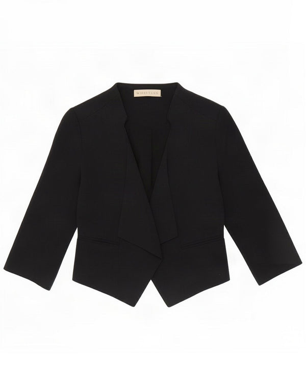 Whistles Giacca bolero aperta da donna con maniche a 3/4 UK 10 piccola viscosa nera