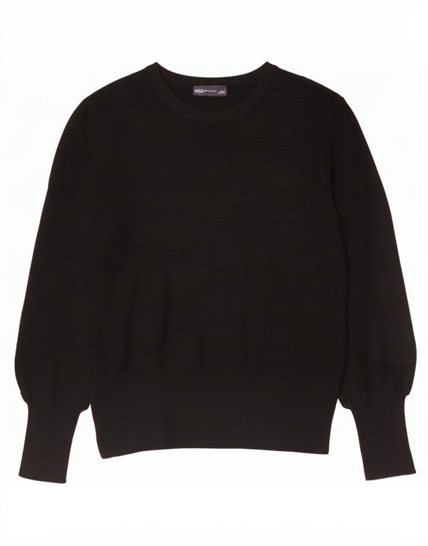 Maglione maglione con scollo a barca da donna Marks & Spencer UK 16 grande viscosa nera