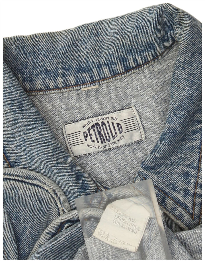 Gilet in denim vintage da donna UK 12 in cotone blu medio