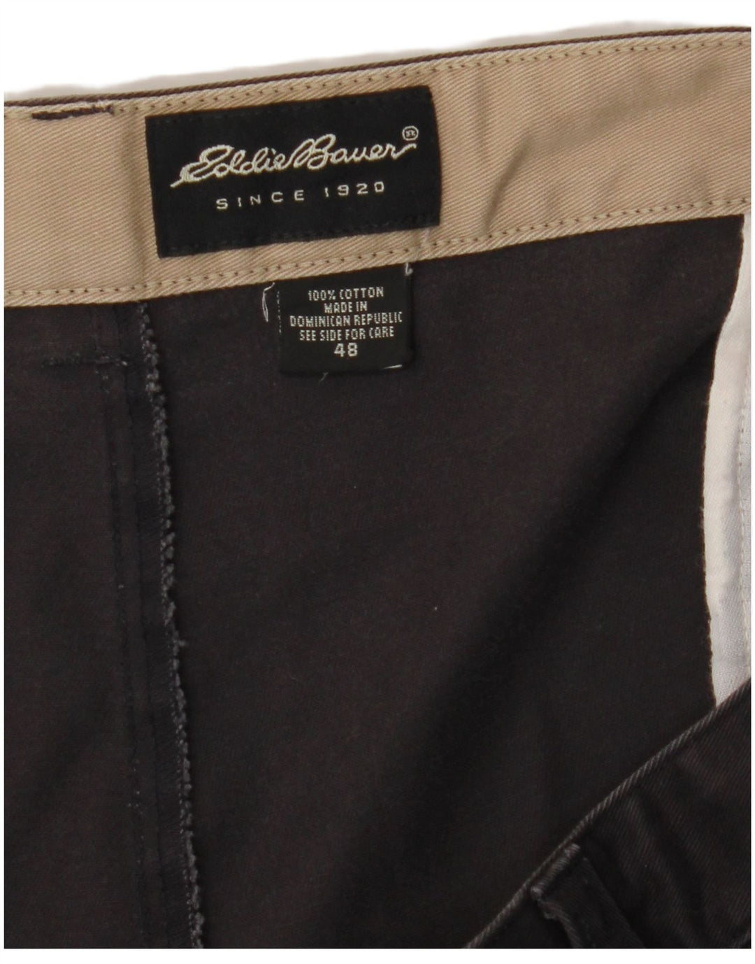 EDDIE BAUER Pantaloni chino da uomo con pegging W48 L31 cotone grigio
