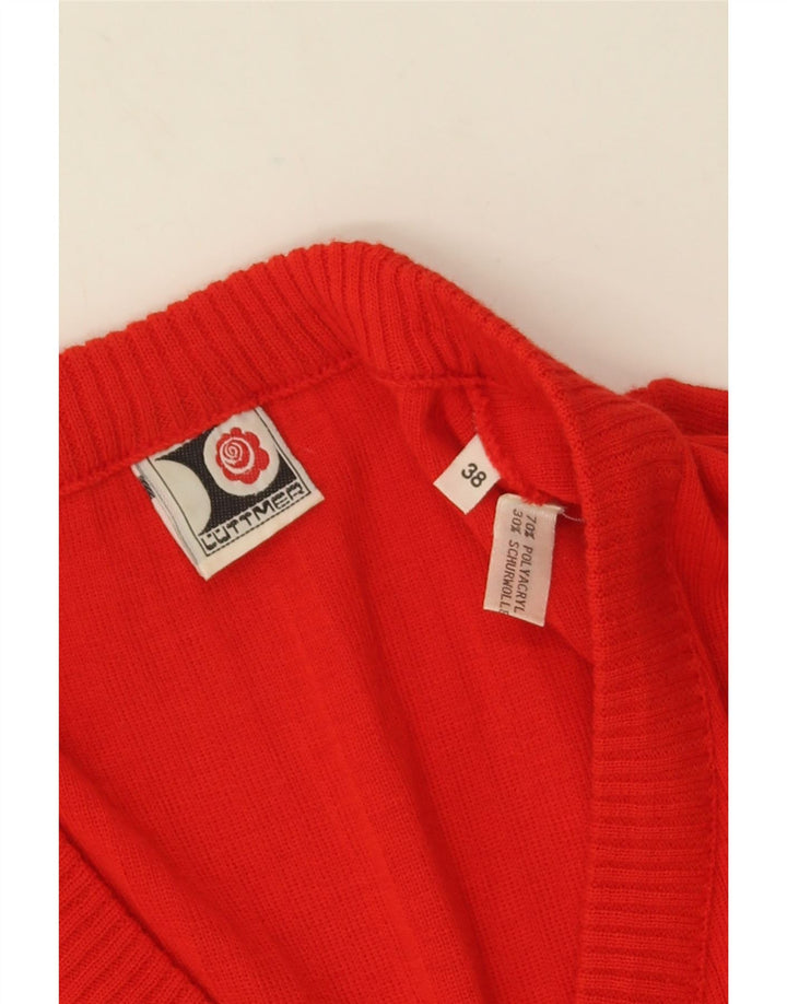 Maglione cardigan da donna vintage EU 38 poliacrilico rosso medio