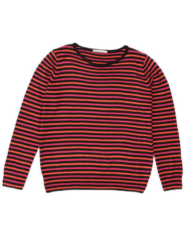 MARKS & SPENCER Maglione da donna con scollo a barca UK 14 Grandi righe rosa