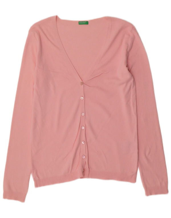 Maglione cardigan da donna Benetton UK 14 grande cotone rosa