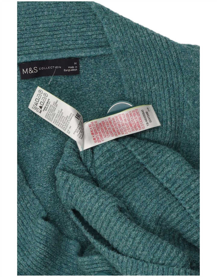 Maglione cardigan da donna Marks & Spencer UK 14 cotone turchese medio