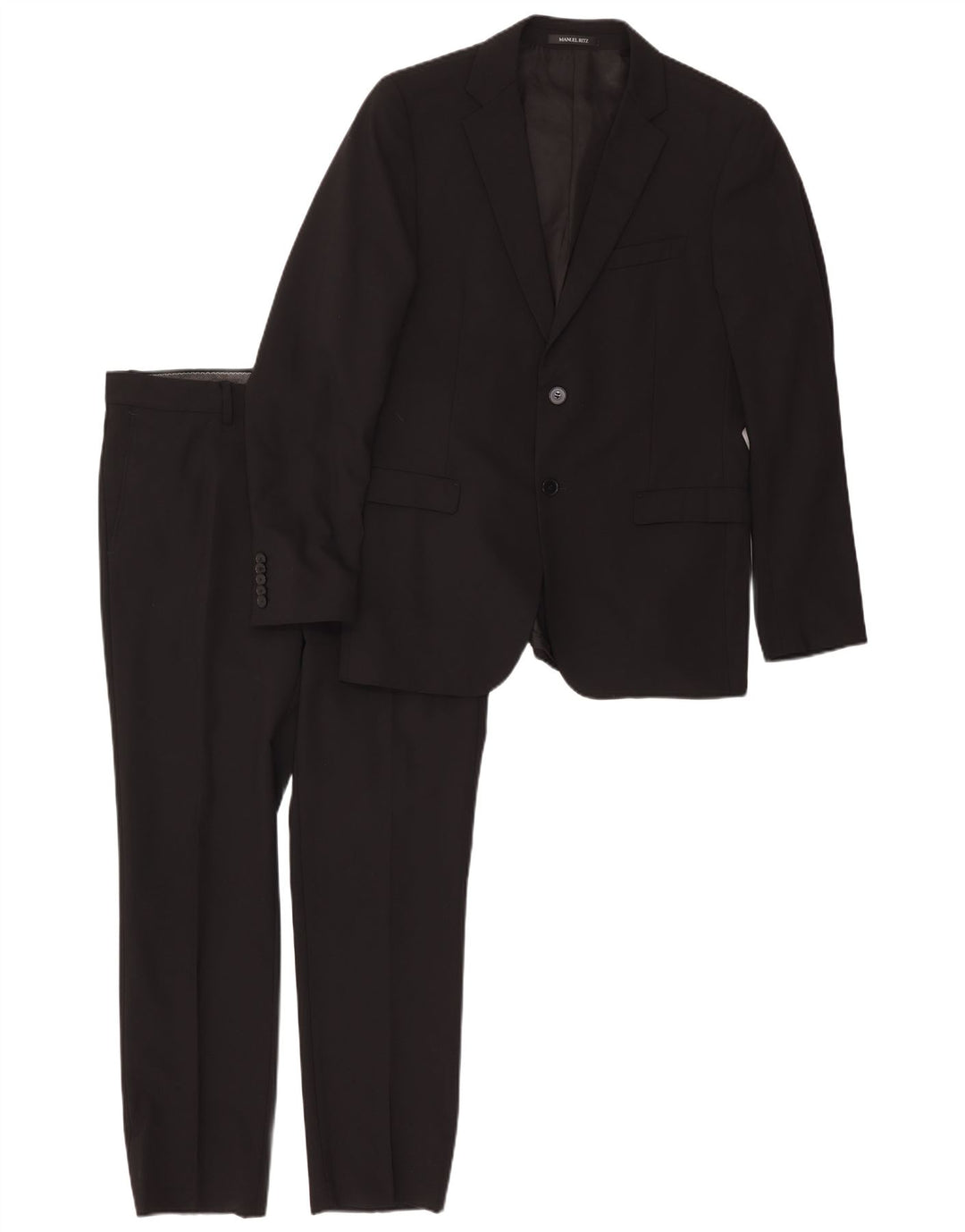 MANUEL RITZ Mens 2 Button 2 Piece Suit IT 48 Medium W32 L29 Black