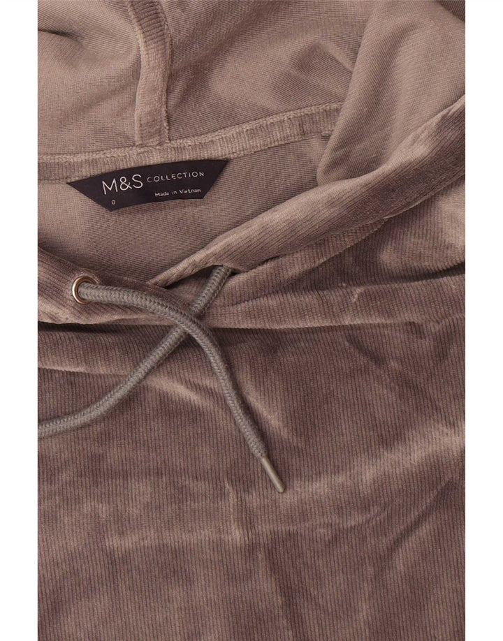 Maglione oversize con cappuccio in velluto da donna Marks & Spencer UK 8 piccolo grigio