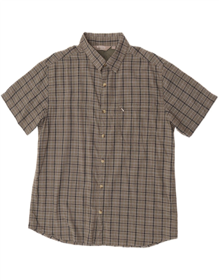 Camicia a maniche corte da uomo Mountain Warehouse XL in cotone grigio a quadri