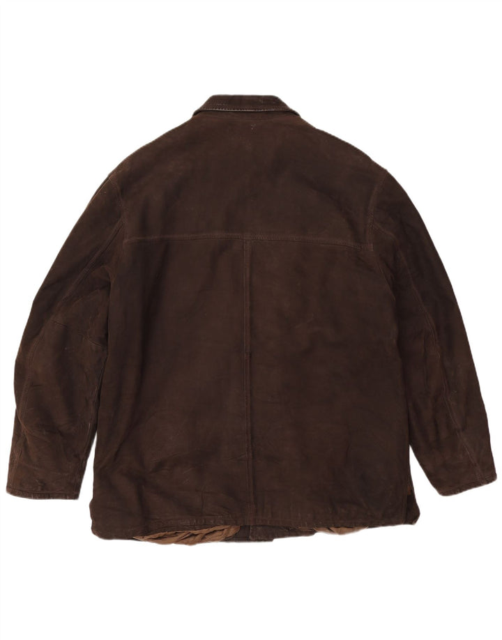 Giacca in pelle vintage da uomo IT 54 2XL Pelle marrone