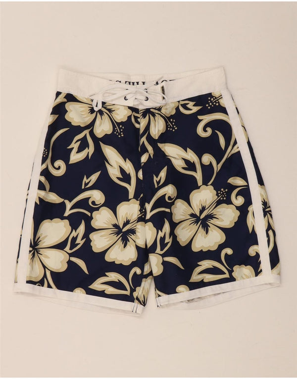 Pantaloncini da bagno da uomo Sundek piccoli in poliestere floreale blu navy