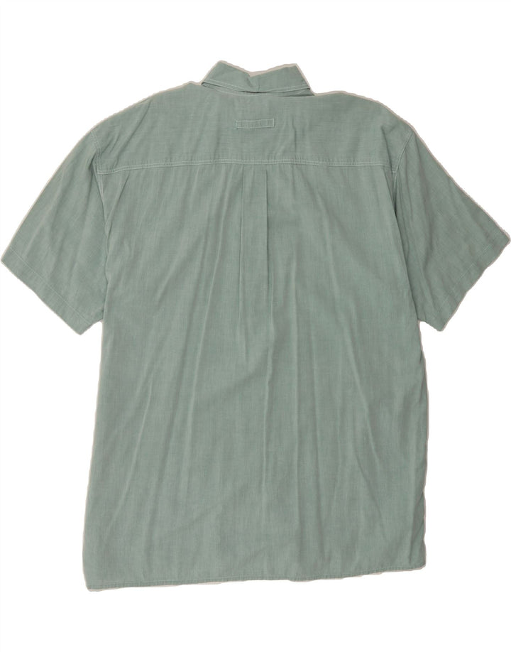 TRUSSARDI Mens Short Sleeve Shirt Large Green Cotton Vintage Trussardi and Second-Hand Trussardi from Messina Hembry 