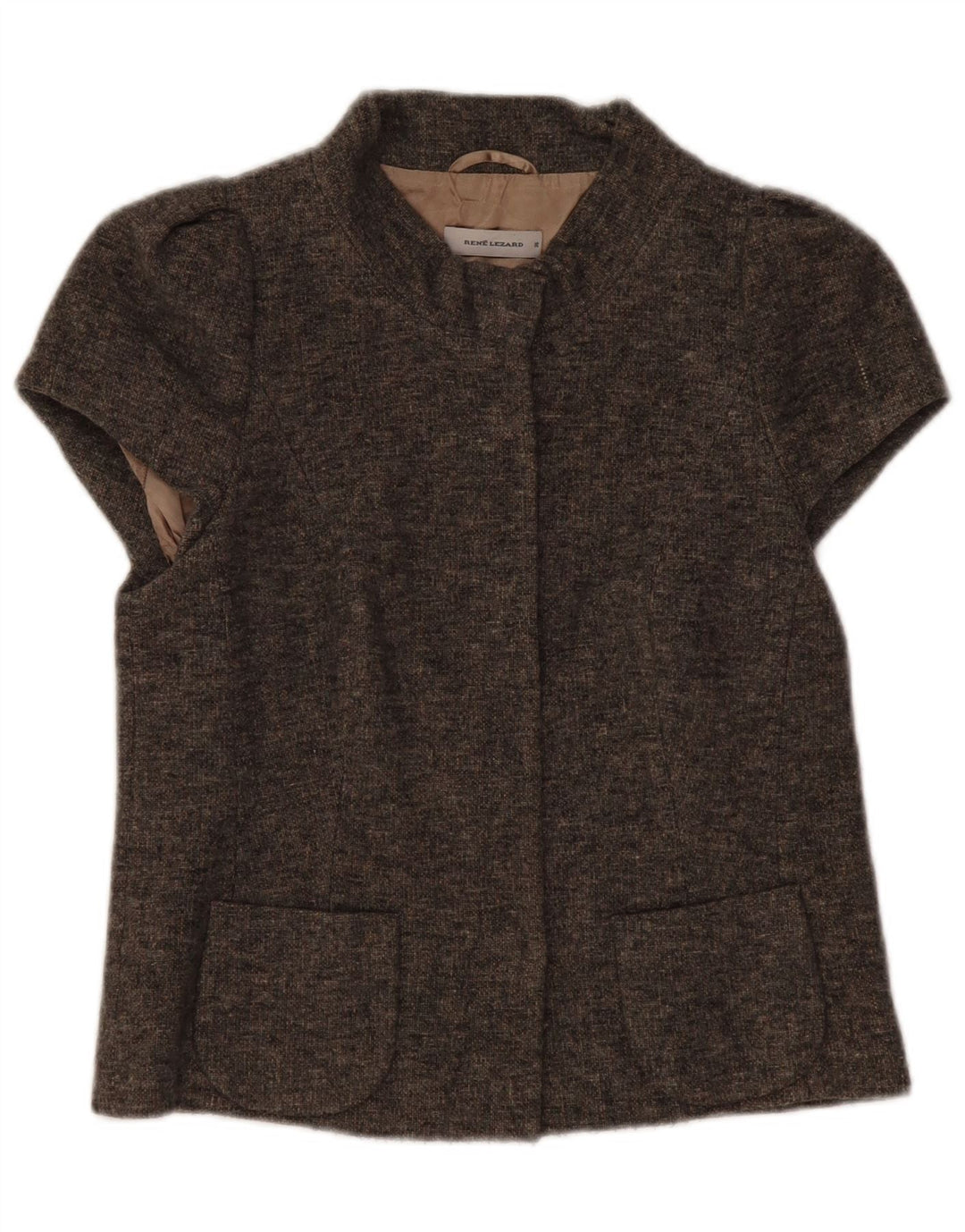 Giacca blazer a maniche corte da donna Rene Lezard EU 36 piccola lana grigia