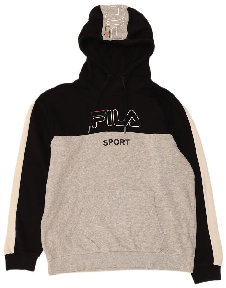 Felpa con cappuccio grafica da uomo Fila Large Grey Colourblock