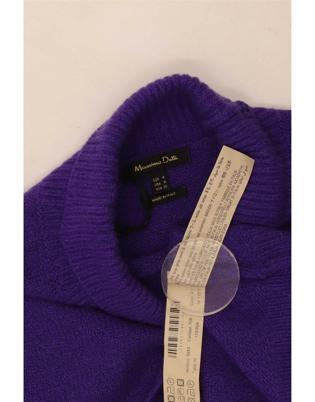 Massimo Dutti Maglione da donna con collo alto e maglione UK 14 Lana viola medio