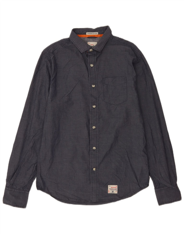 Camicia da uomo Superdry Large in cotone grigio