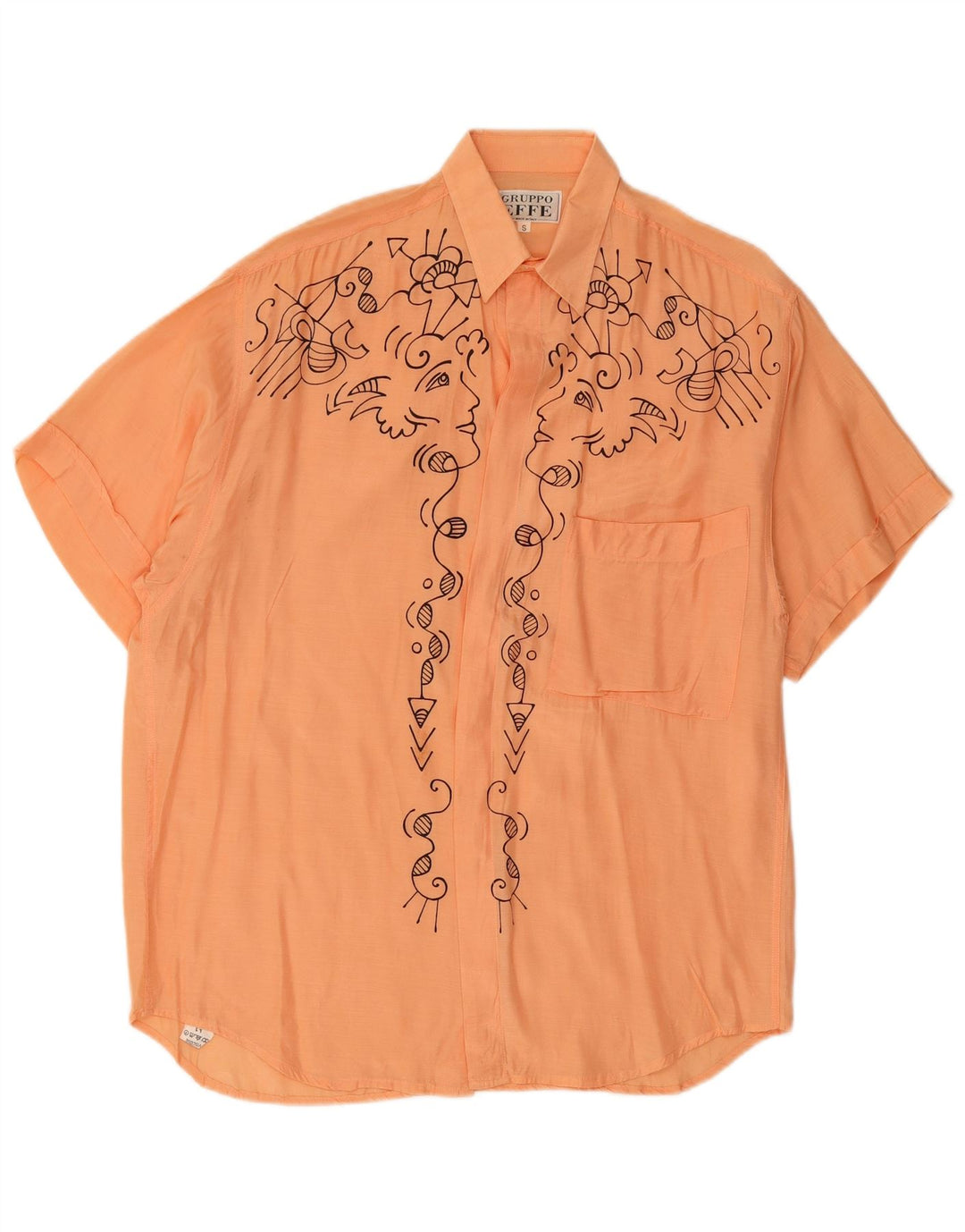 Camicia a maniche corte con grafica da uomo VINTAGE piccola viscosa arancione