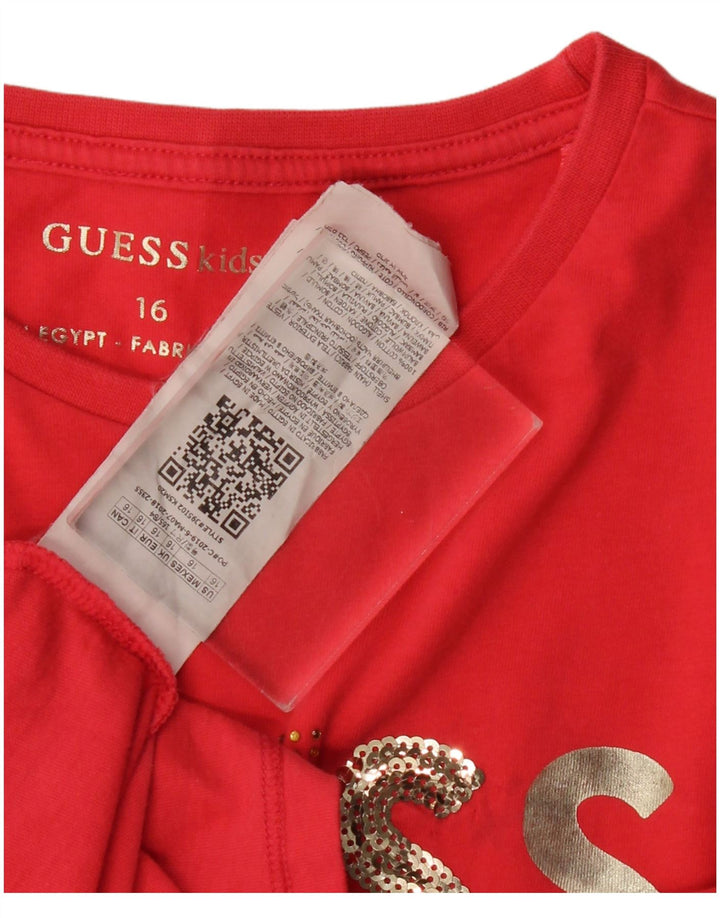 T-shirt grafica GUESS per bambina 15-16 anni rossa in cotone