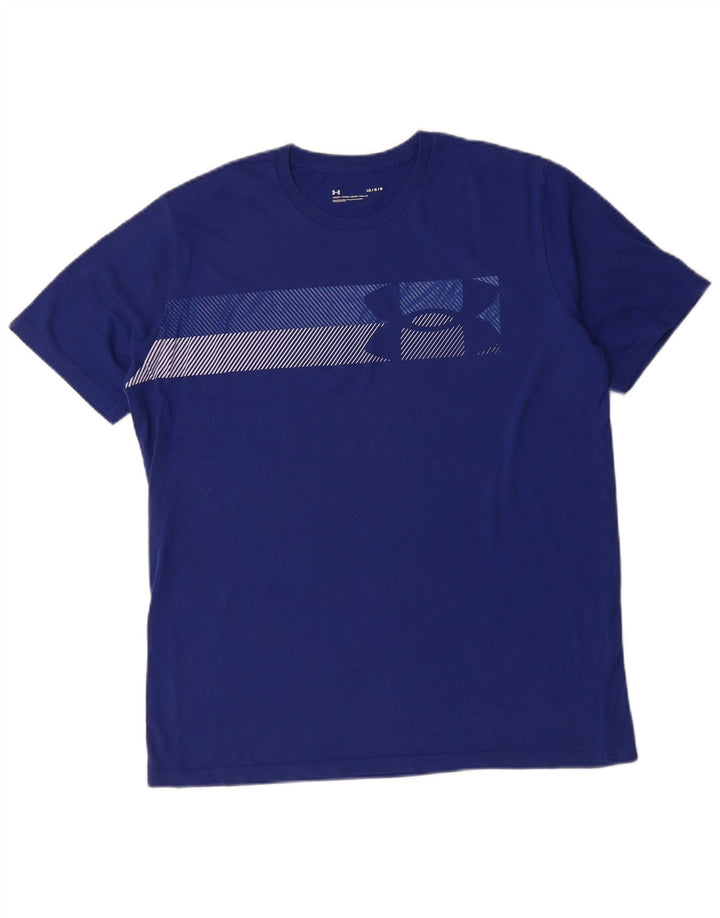 T-shirt grafica da uomo UNDER ARMOUR Top grande in cotone blu