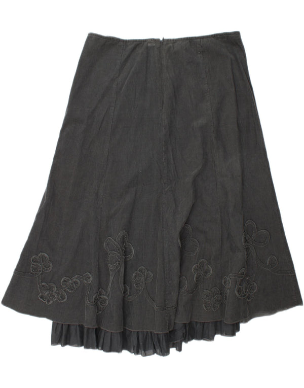 Gonna in velluto a coste da donna Marks & Spencer UK 16 grande W34 cotone floreale kaki