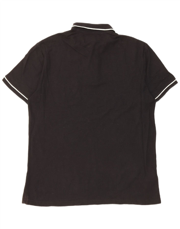 Polo da uomo a maniche corte, vestibilità regolare, Penguin, grande, in cotone nero