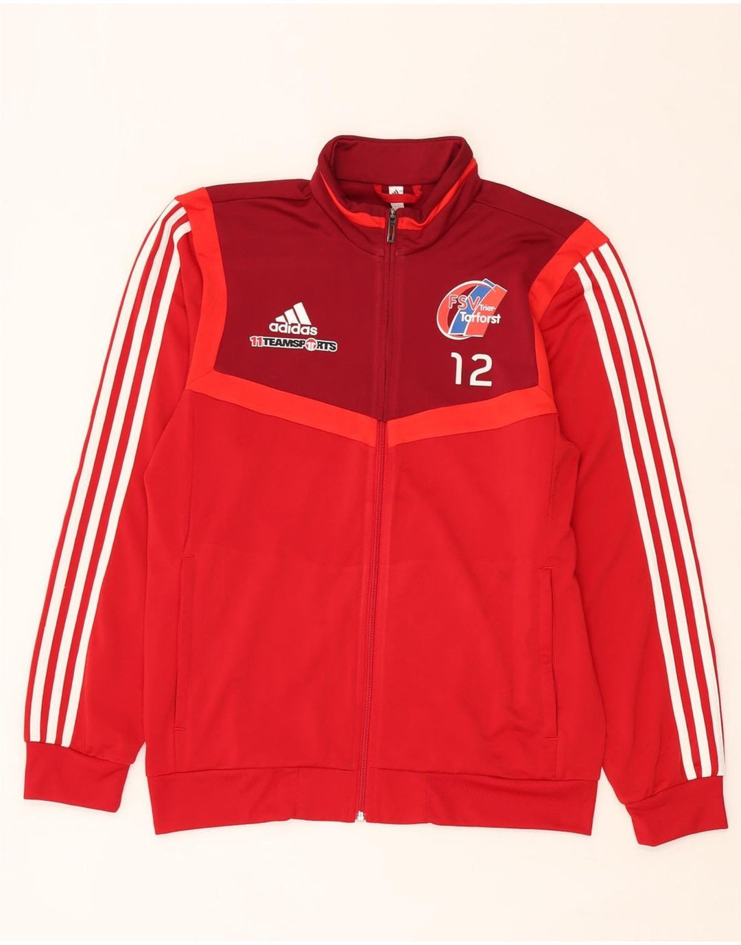 Giacca da tuta grafica Adidas da uomo FSV Trier-Tarforst, colore rosso medio