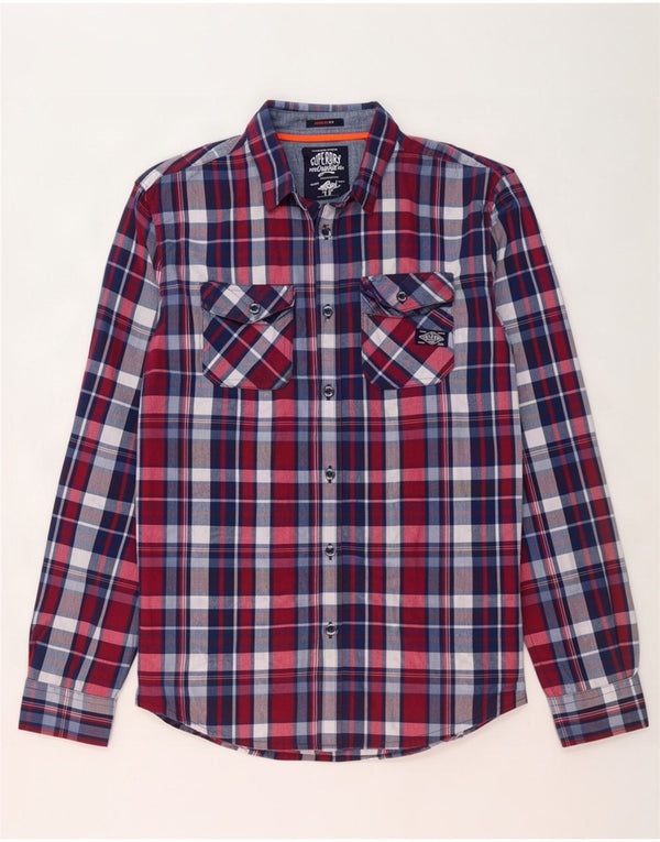 Camicia da uomo Superdry Medium in cotone a quadri blu navy