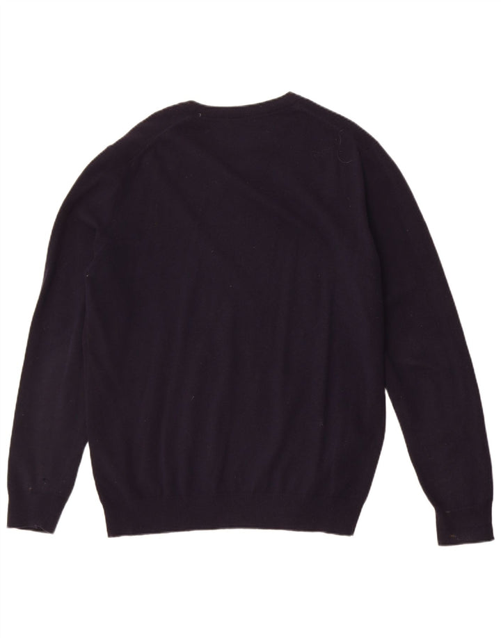 Barbour Maglione con scollo a V da uomo, grande, in lana blu navy