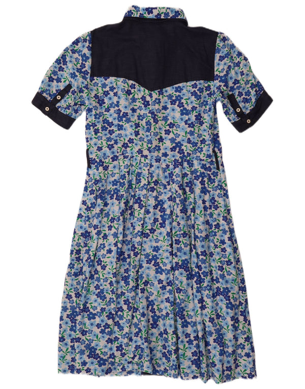 Abito camicia a maniche corte da donna Benetton UK 14 Cotone floreale blu medio
