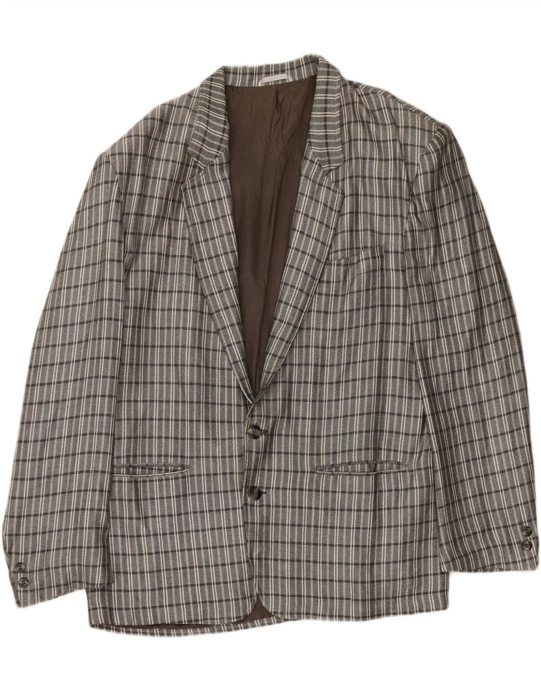 VINTAGE Mens 2 Button Blazer Jacket IT 50 Large Grey Check