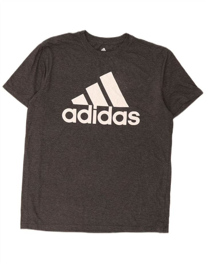 T-shirt grafica da golf da uomo Adidas Top grande in cotone grigio