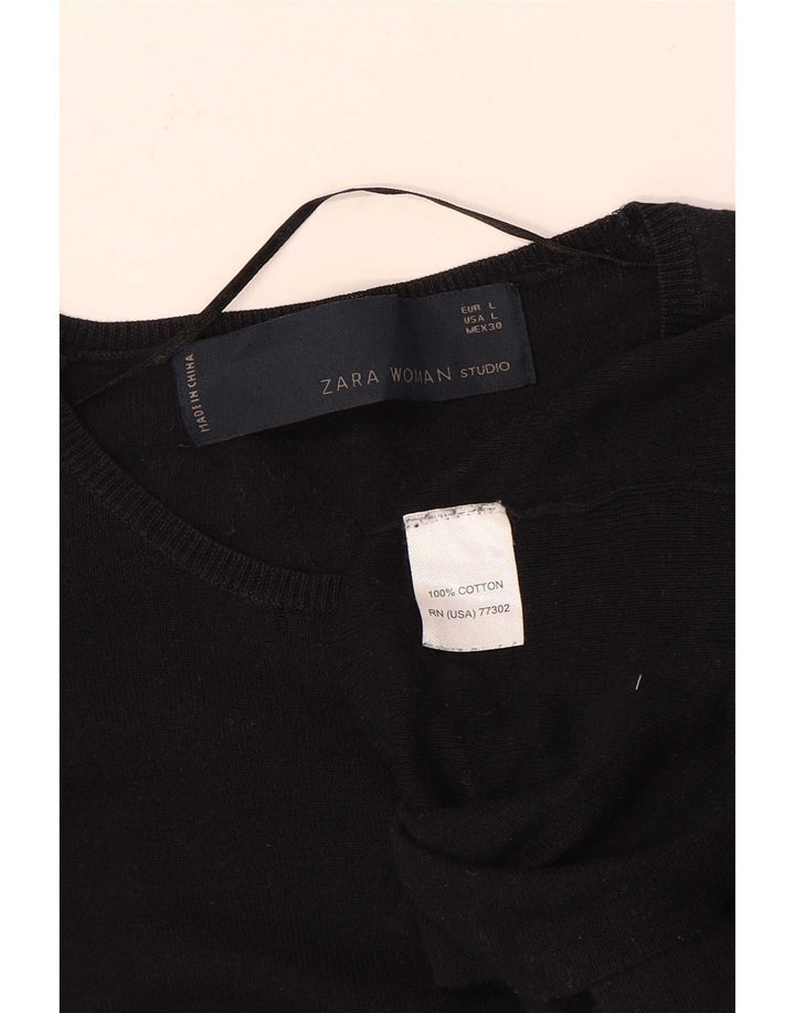 Top Zara da donna a maniche lunghe UK 14 grande cotone nero