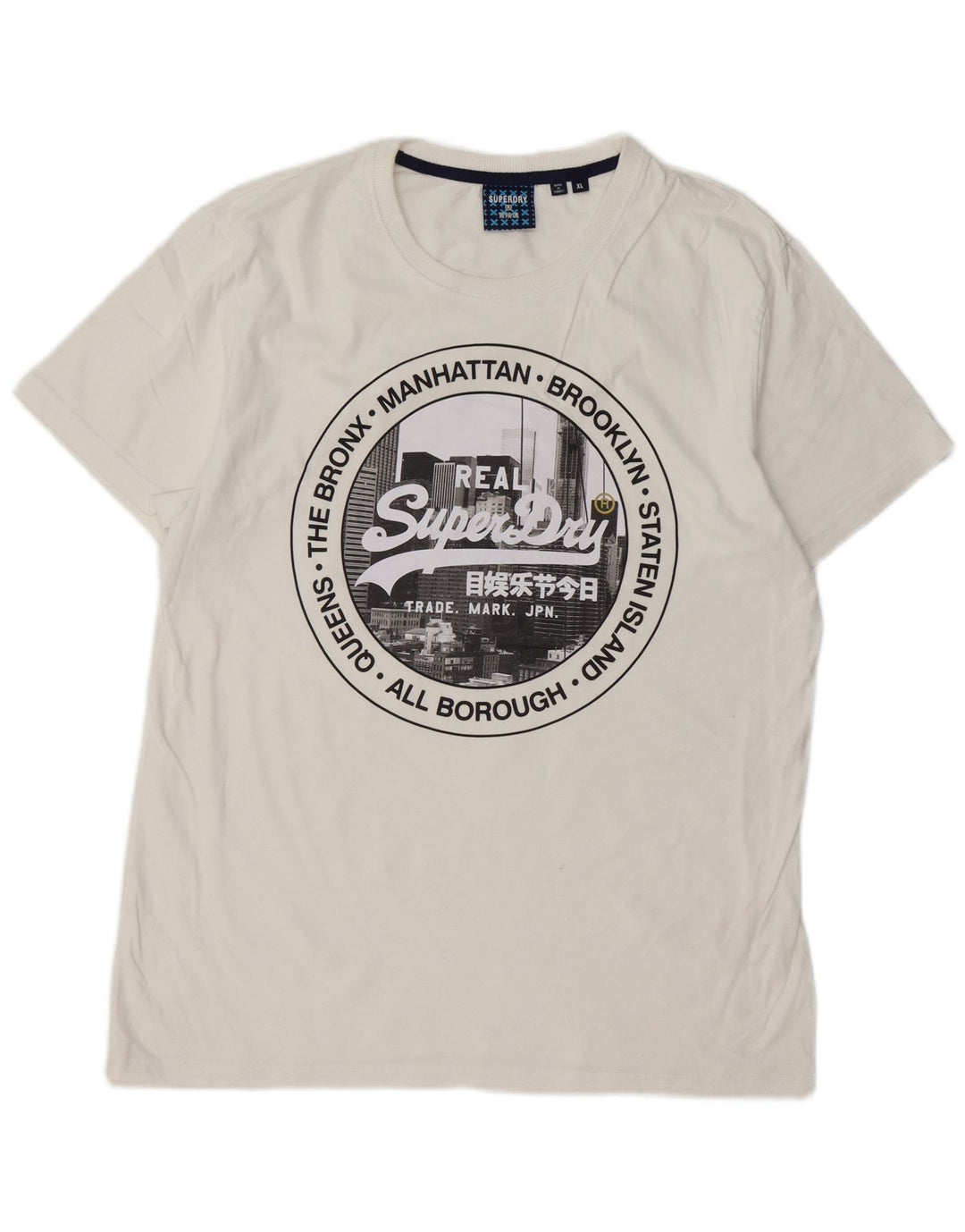 T-shirt grafica da donna SUPERDRY Top UK 18 XL cotone bianco