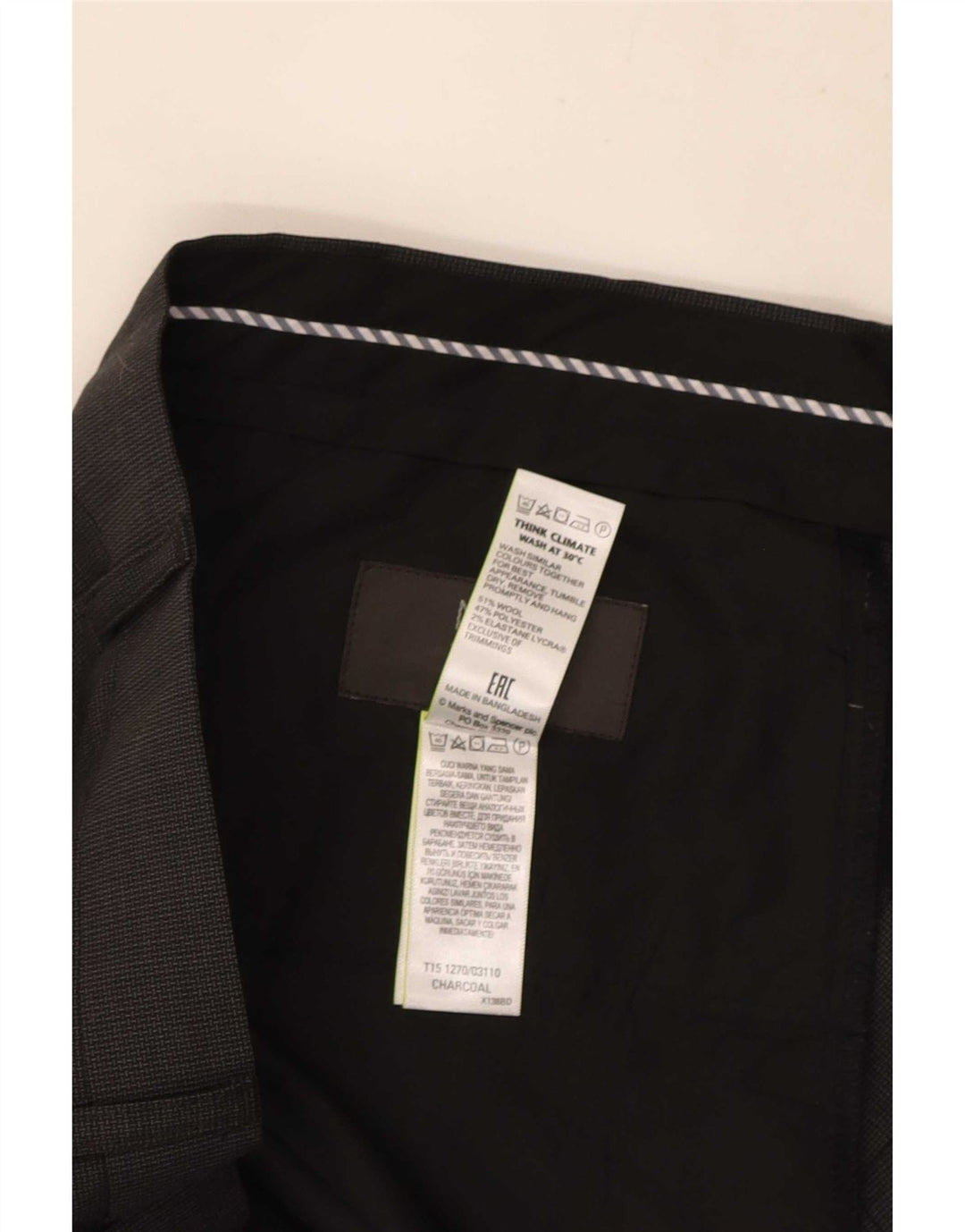 Pantaloni da abito vestibilità regolare da uomo Marks & Spencer W38 L31 lana nera