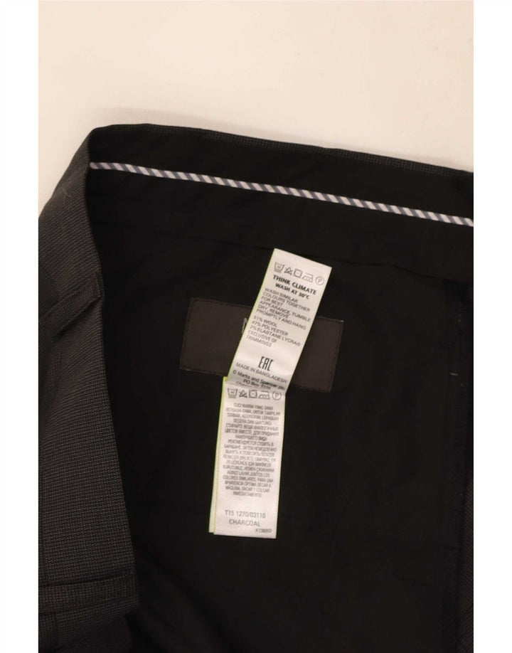 Pantaloni da abito vestibilità regolare da uomo Marks & Spencer W38 L31 lana nera
