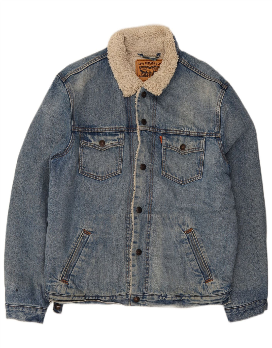 Giacca in denim Sherpa da uomo Levi's UK 40 grande cotone blu