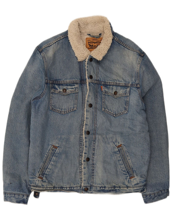 Giacca in denim Sherpa da uomo Levi's UK 40 grande cotone blu