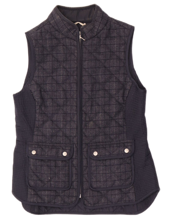 Crew Clothing Gilet trapuntato da donna UK 10 piccolo in poliestere a quadri blu navy