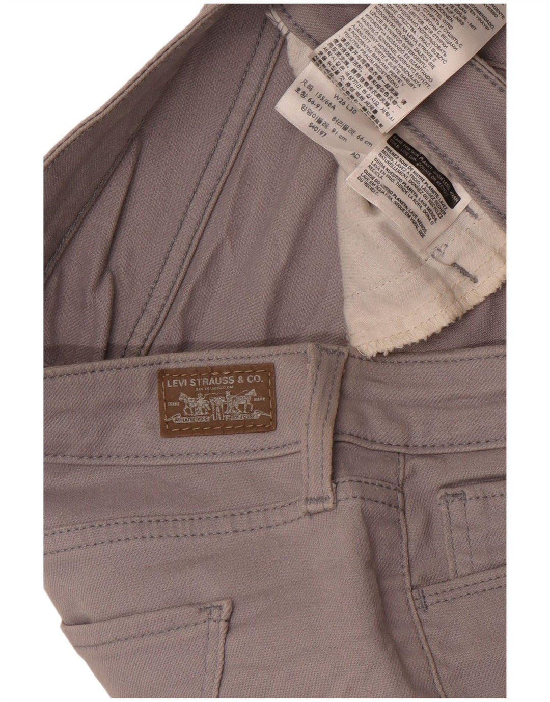Jeans skinny legging da donna Levi's W26 L30 cotone grigio